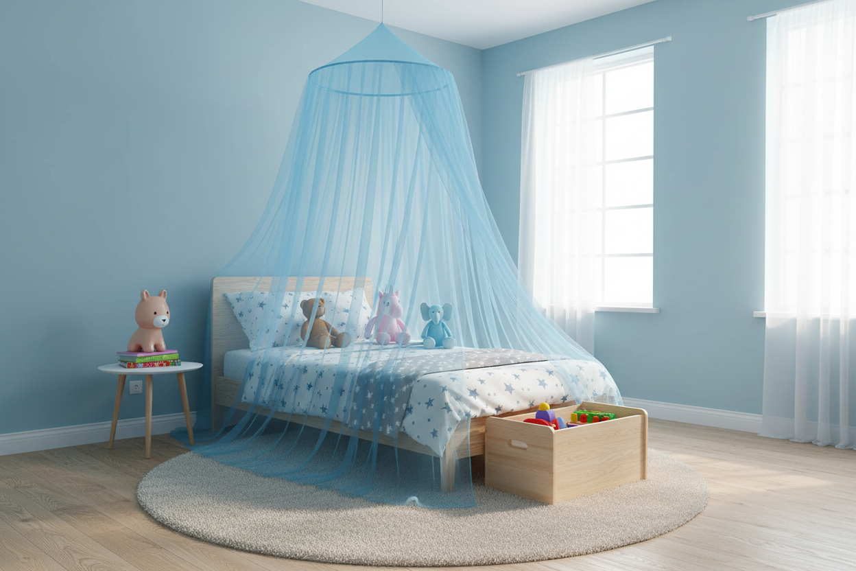 Blue Mosquito Net Kids Room