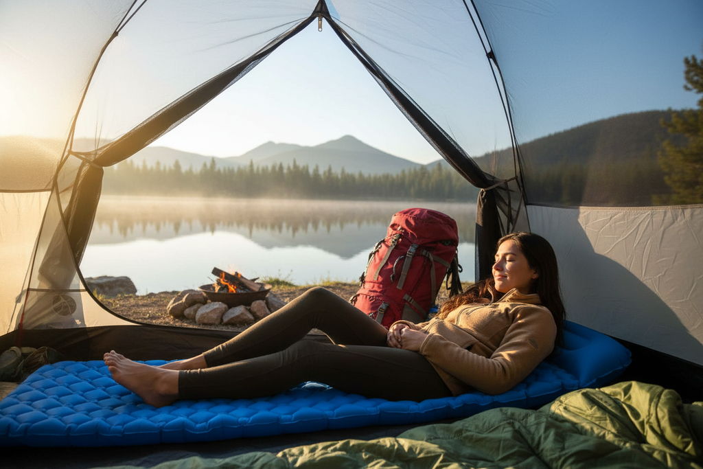 Blue Sleeping Pad Lifestyle - Correct Pillow