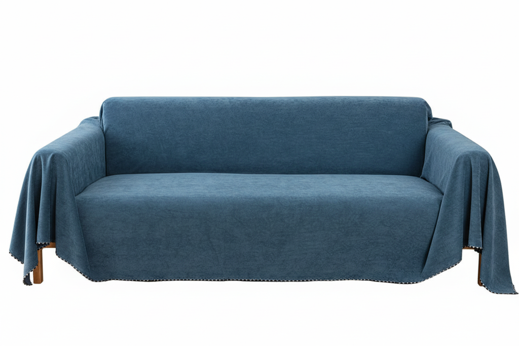 Blue Sofa Cover White Background