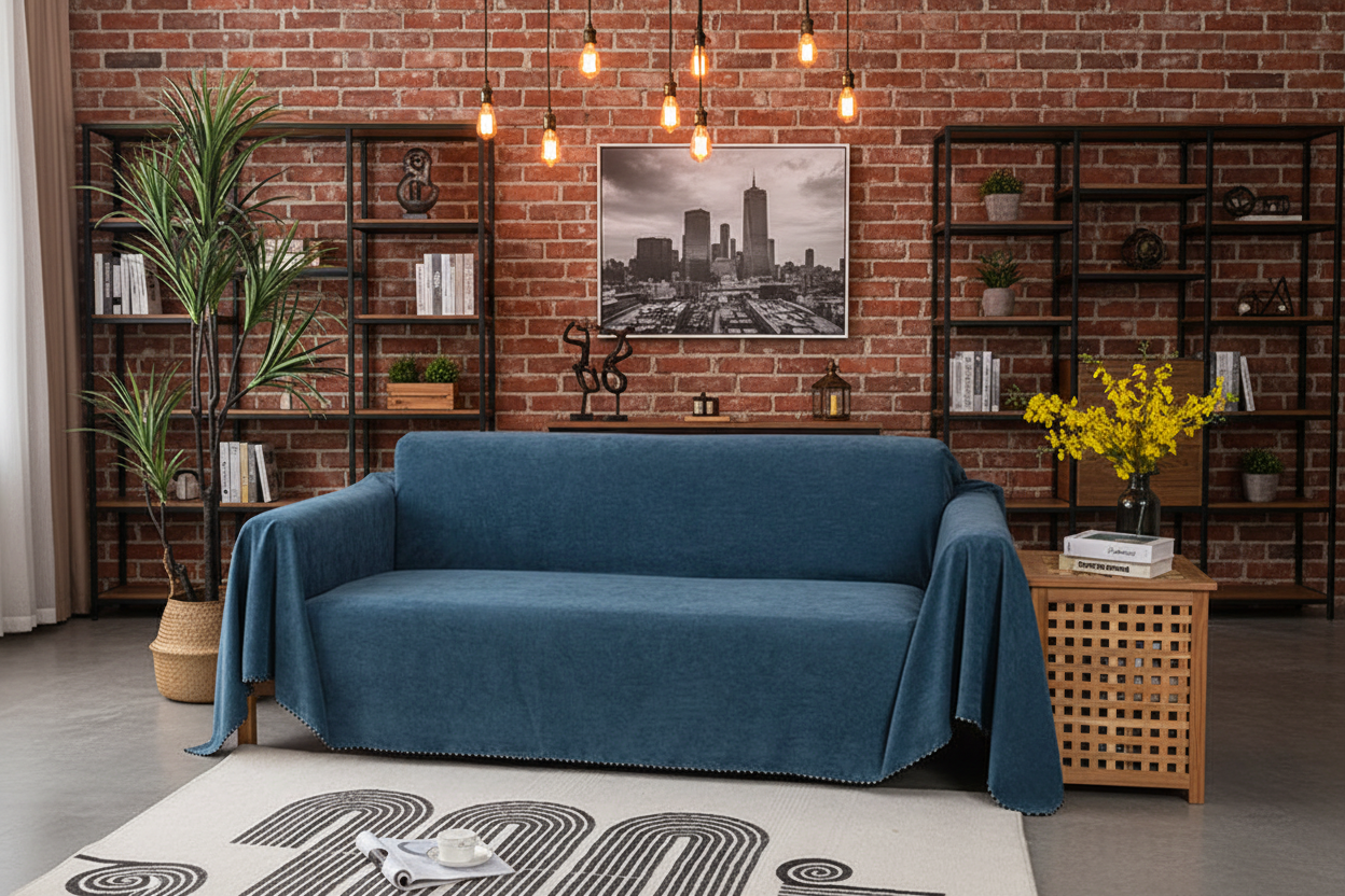 Blue Sofa Industrial Loft