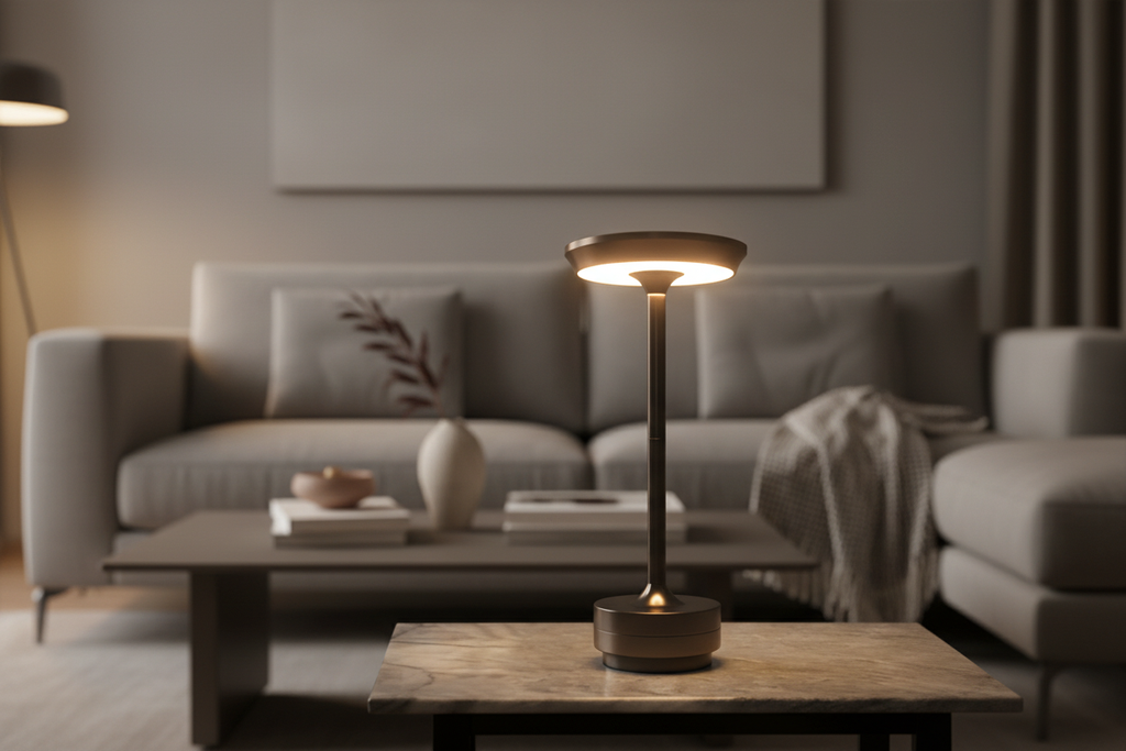Bronze LED lamp - living room background