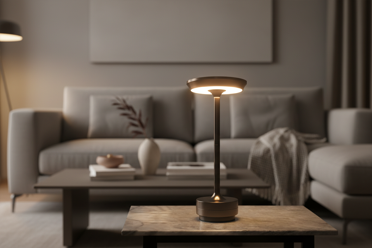 Bronze LED lamp - living room background