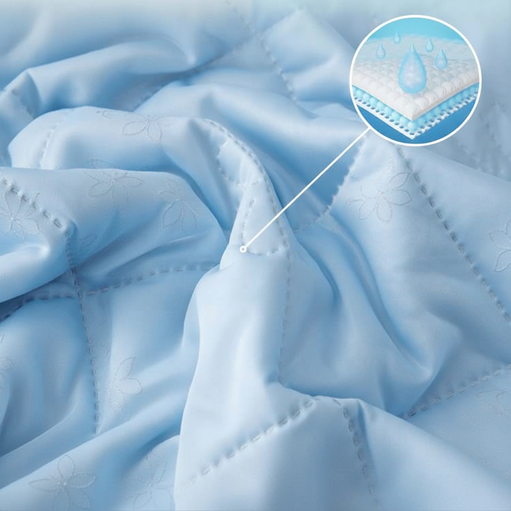 Close-up blue blanket texture