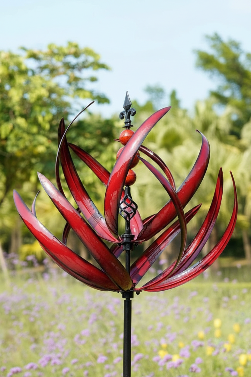 Metal Wind Spinner for Garden – Lotus Kinetic Stake