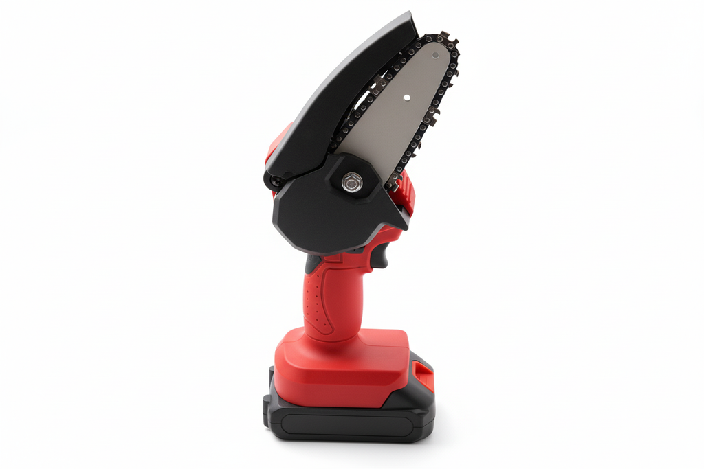 Cordless chainsaw - side view