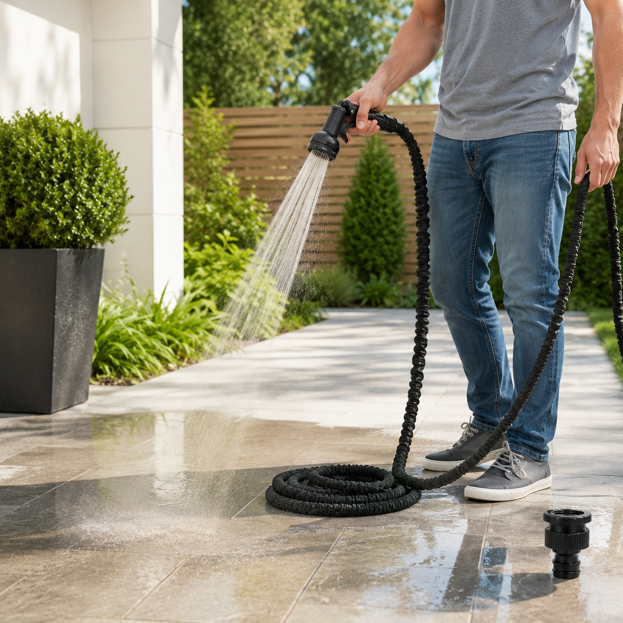Expandable Garden Hose – Kink-Free Flexible Water Hose with 7-Function Spray Nozzle
