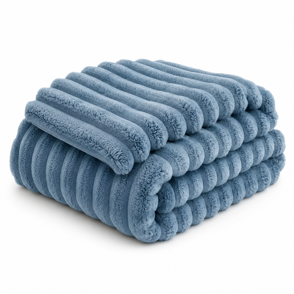 Plush Throw Blanket – Faux Rabbit Fur, 1 or 3 Piece Set