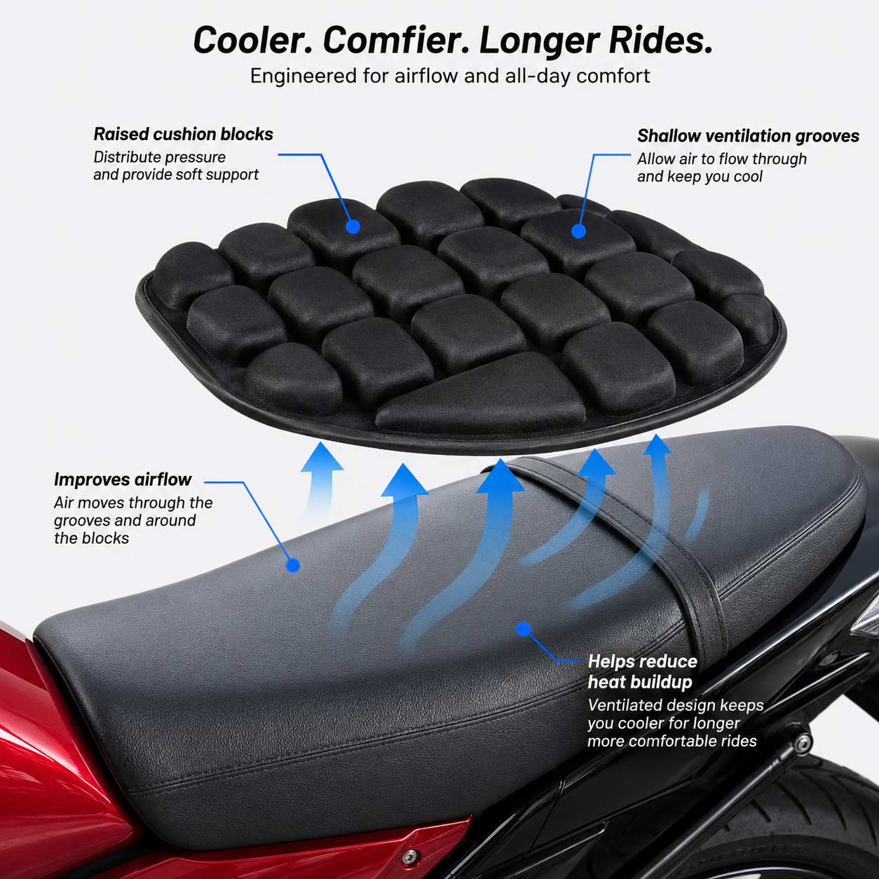 Motorcycle Seat Cushion – Comfort Riding Seat Pad