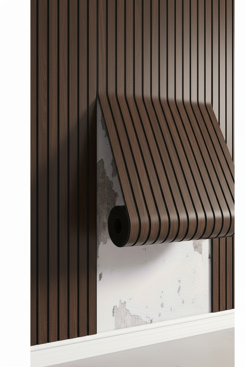 Dark Brown Wall Panels - White Background