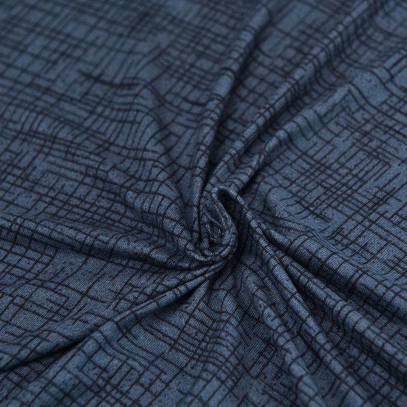 Denim Blue Stretch Sofa Cover — Heathered Knit Slipcover with Elastic Hem & Foam Tucks (1–4 Seater)