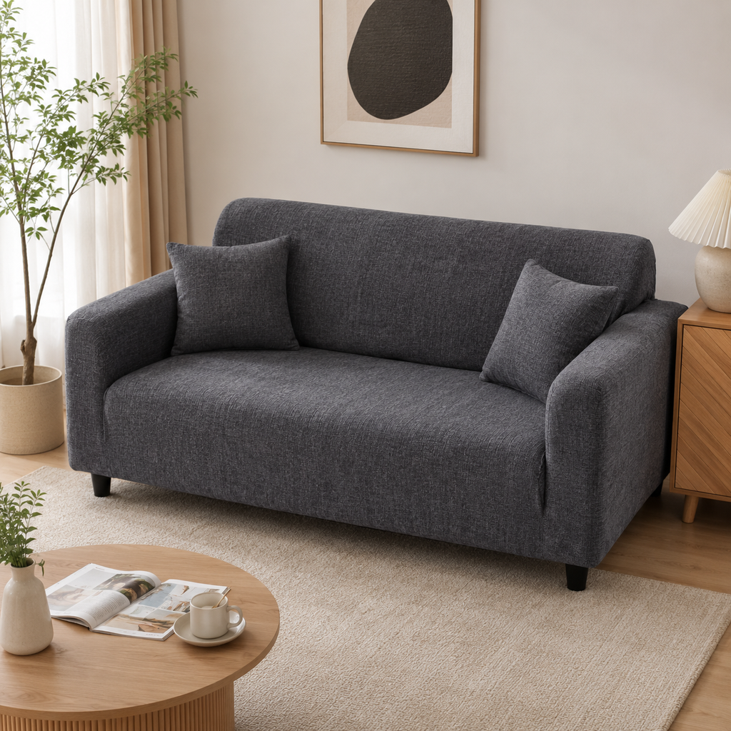 Grey Stretch Sofa Cover – Washable Couch Cover 1–4 Seater