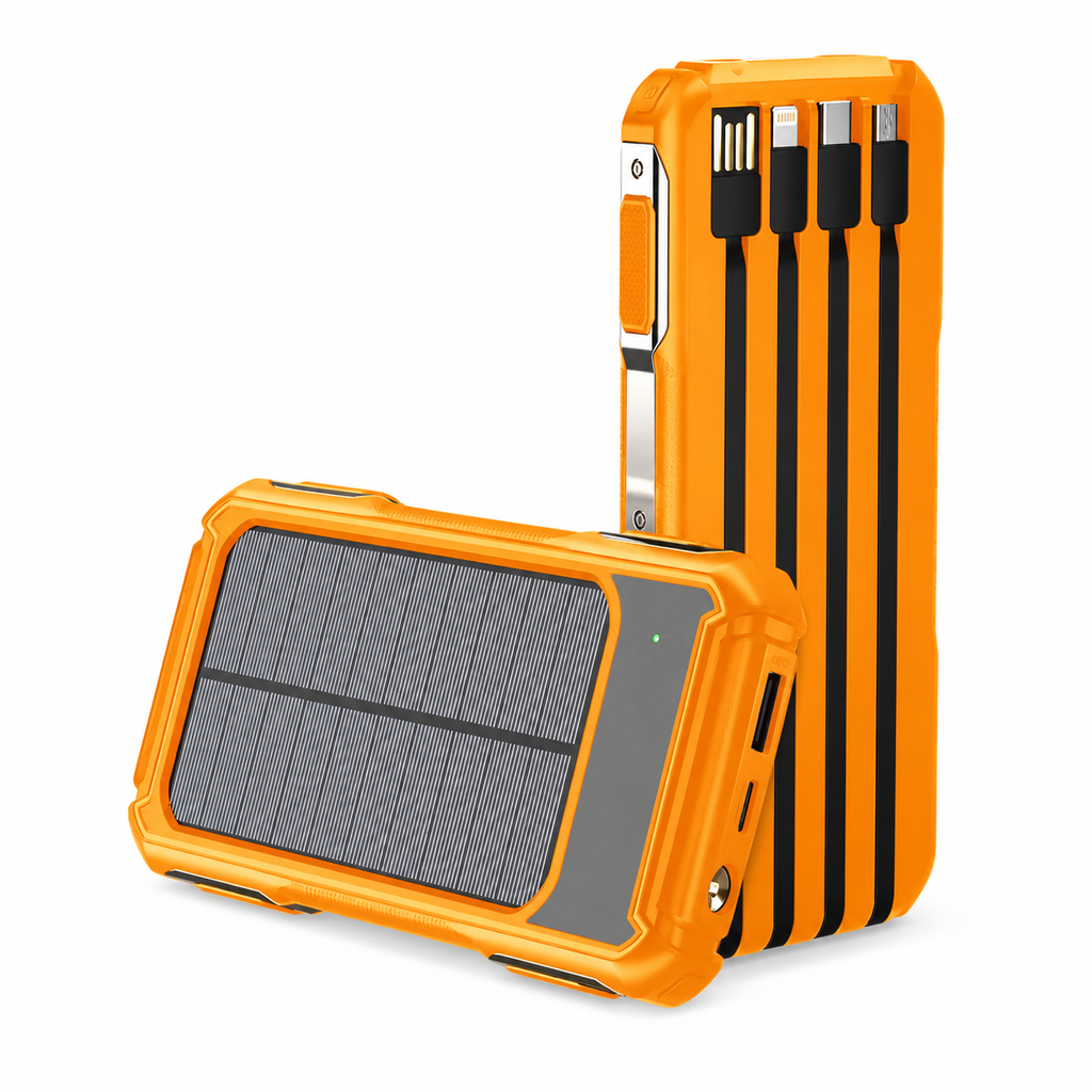Solar Power Bank 10000mAh – Portable Charger with Flashlight & Compass