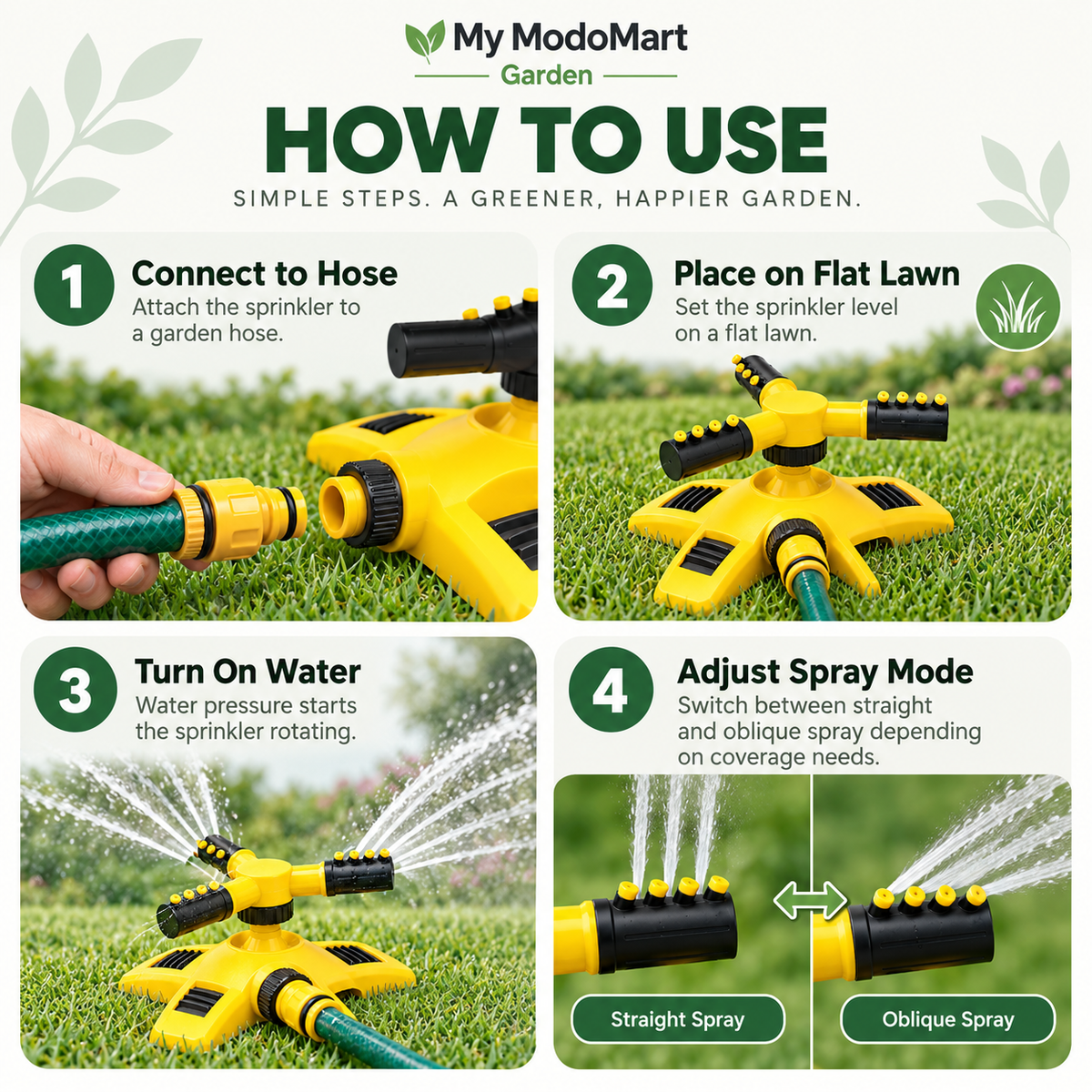 Triple Nozzle Lawn Water Sprinkler – 360° Rotating Garden Sprinkler