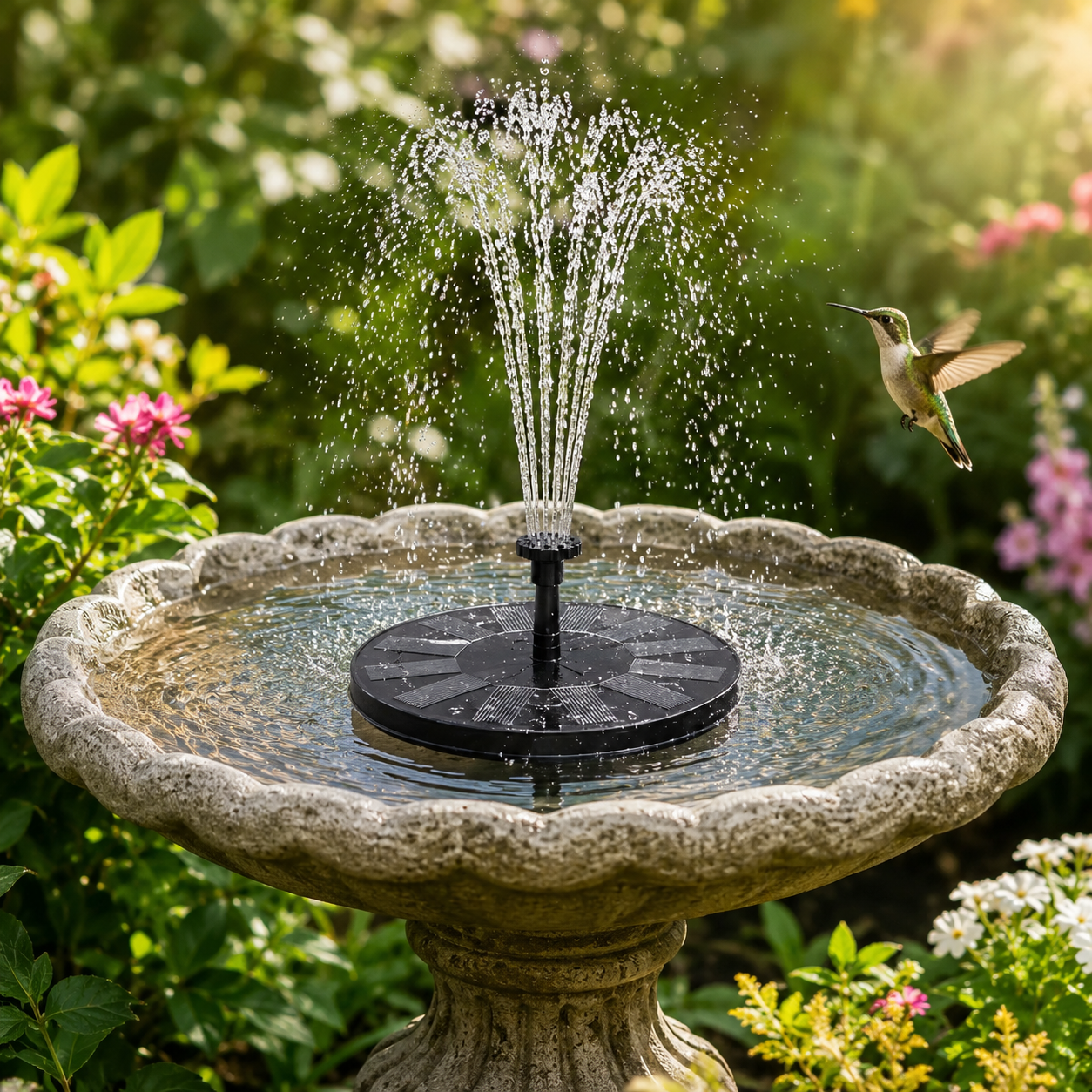 Solar Fountain Pump – Floating Bird Bath & Pond Fountain