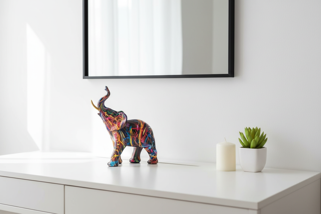 Elephant on desk with candle