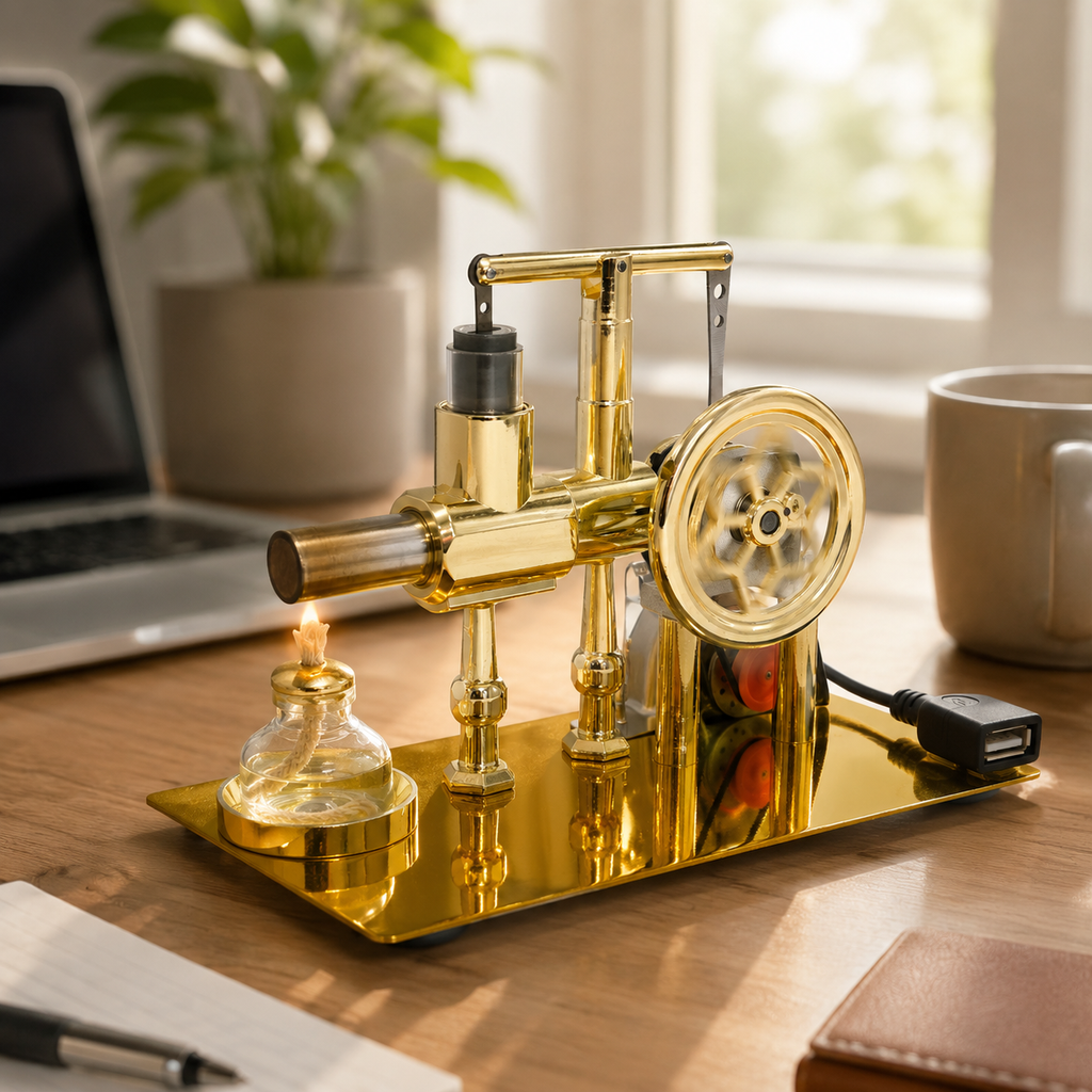 Stirling Engine Kit – Hot Air Motor Model Generator with LED Light