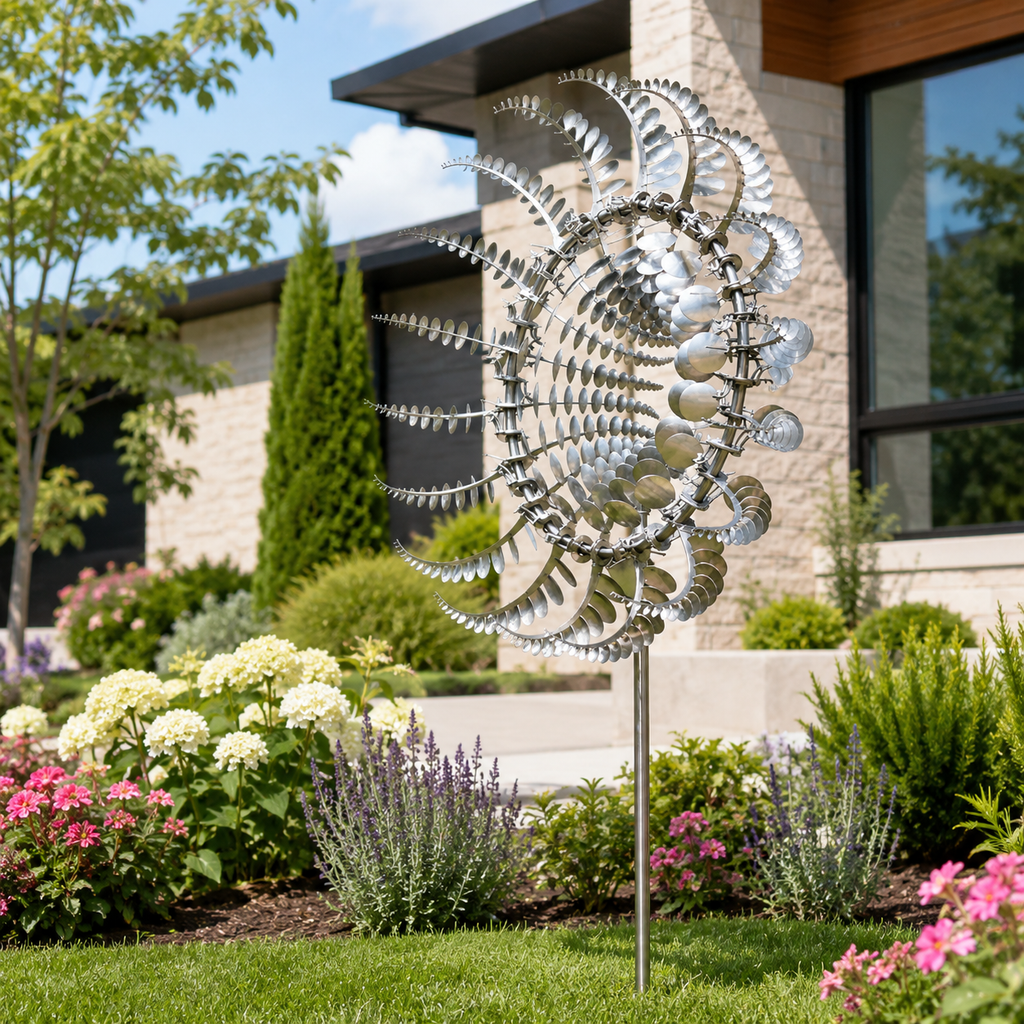 Metal Wind Spinner for Garden – Kinetic 3D Sculpture | Weather-Resistant Stake