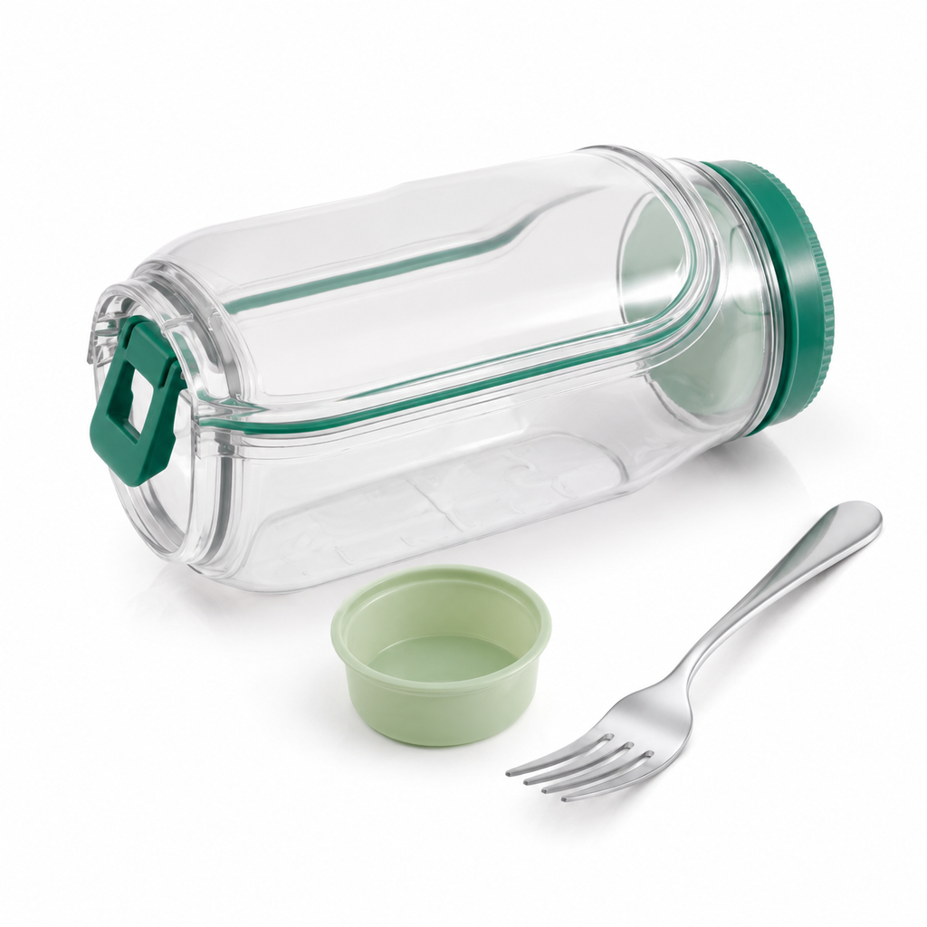 Lunch Container – Salad Jar with Side Opening and Dressing Cup