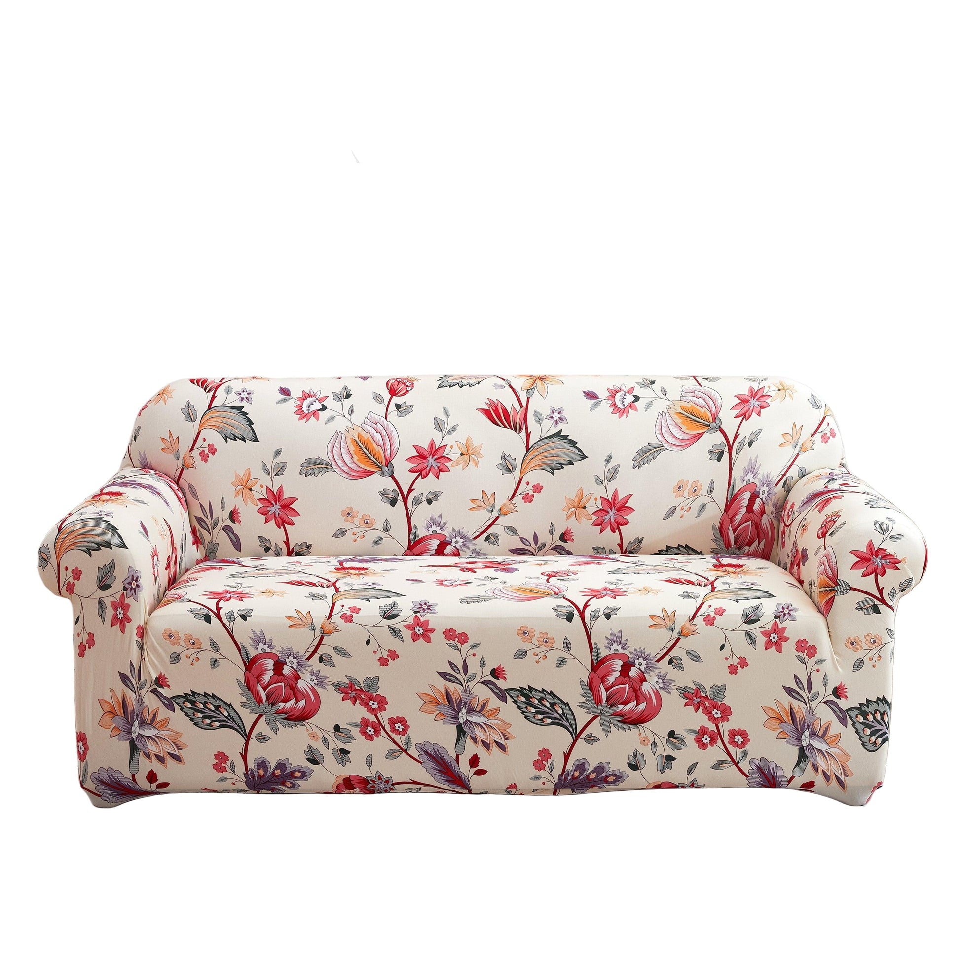 Floral Stretch Sofa Cover — Botanical Print, Machine-Washable Slipcover with Elastic Hem (1–4 Seater)