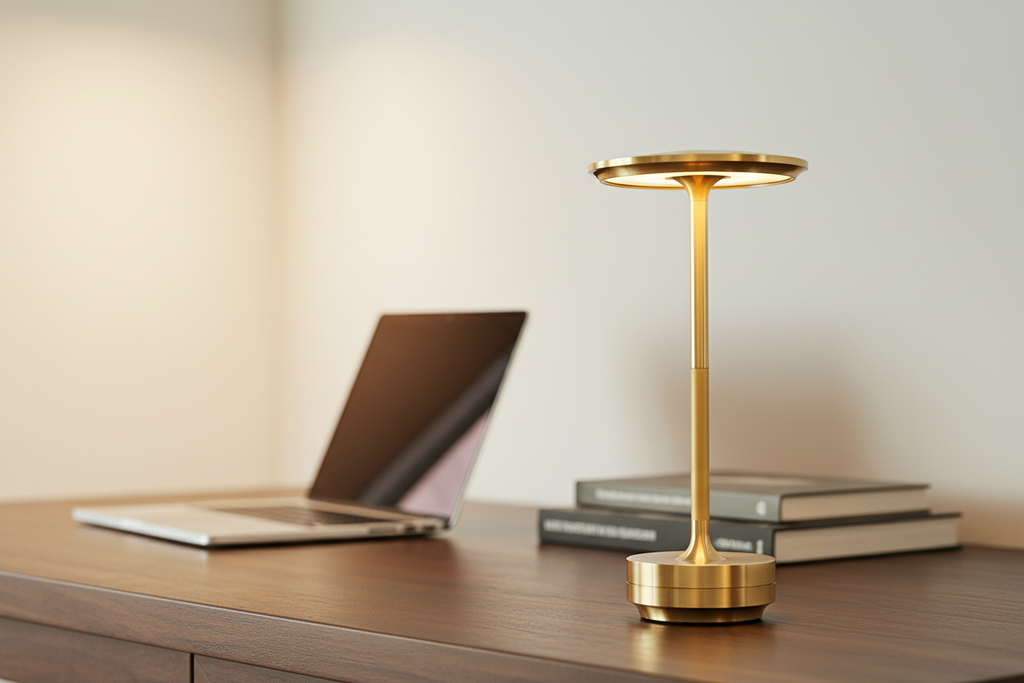 Gold LED lamp - home office background