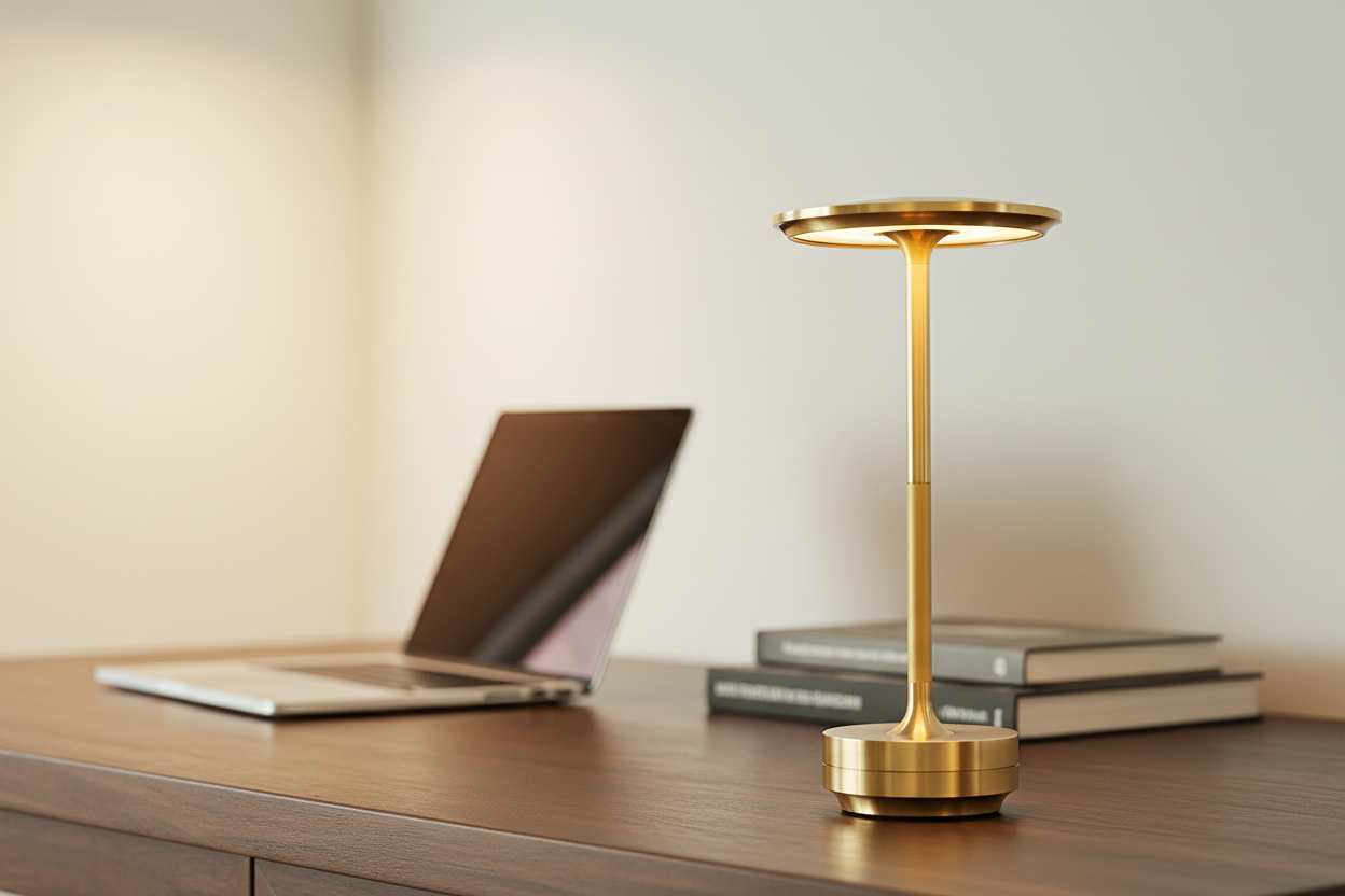 Gold LED lamp - home office background