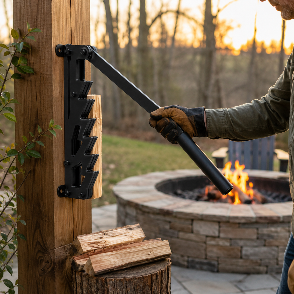 Wall-Mounted Firewood Splitter for Easy Wood Splitting and Kindling
