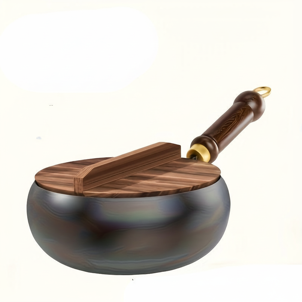Iron Pan Wooden Lid