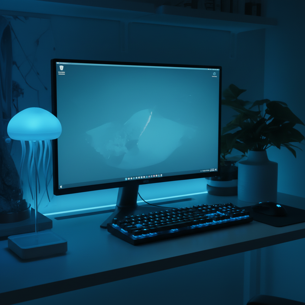Jellyfish Lamp Blue Desk
