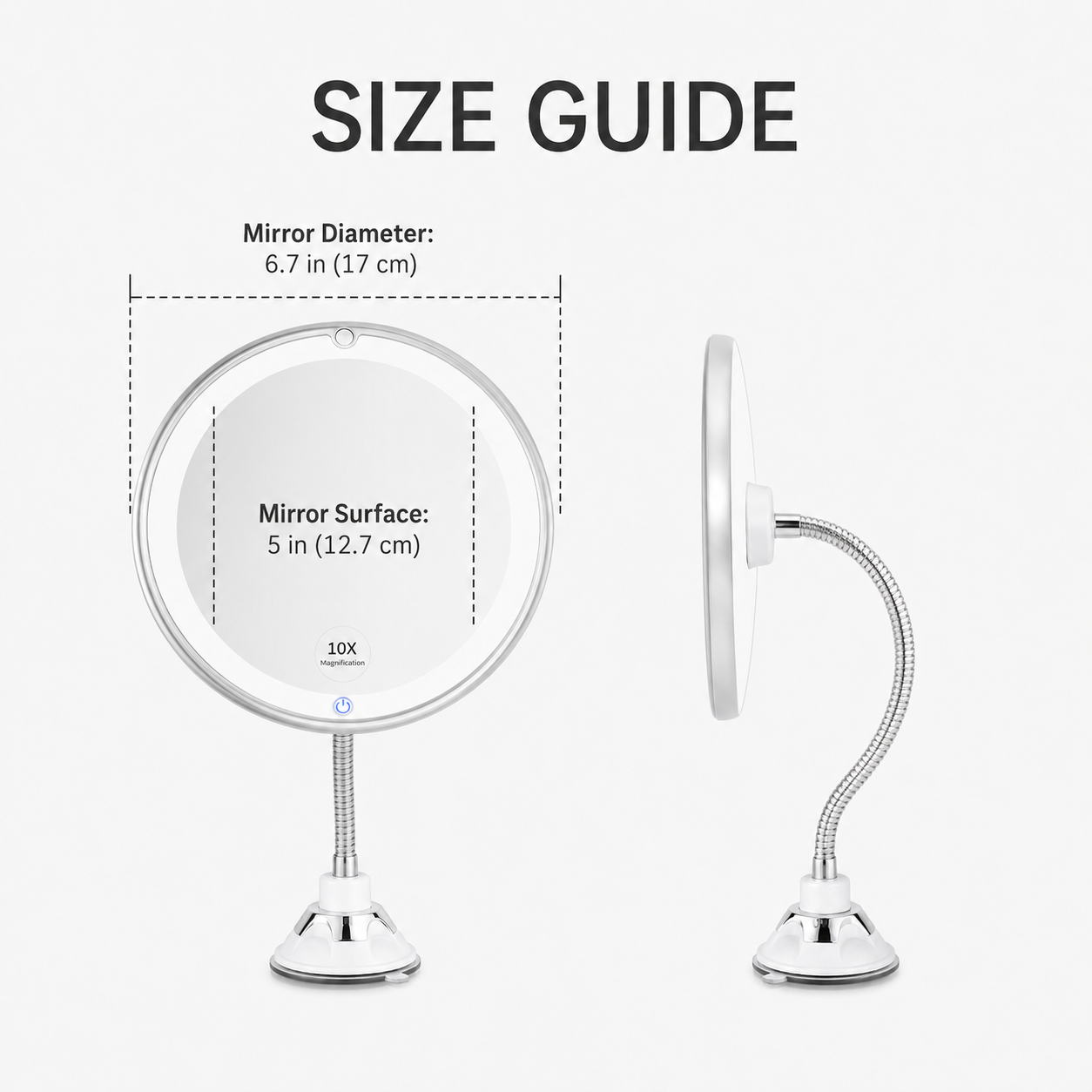 Magnifying Mirror with Light – LED Makeup Mirror with Suction Cup