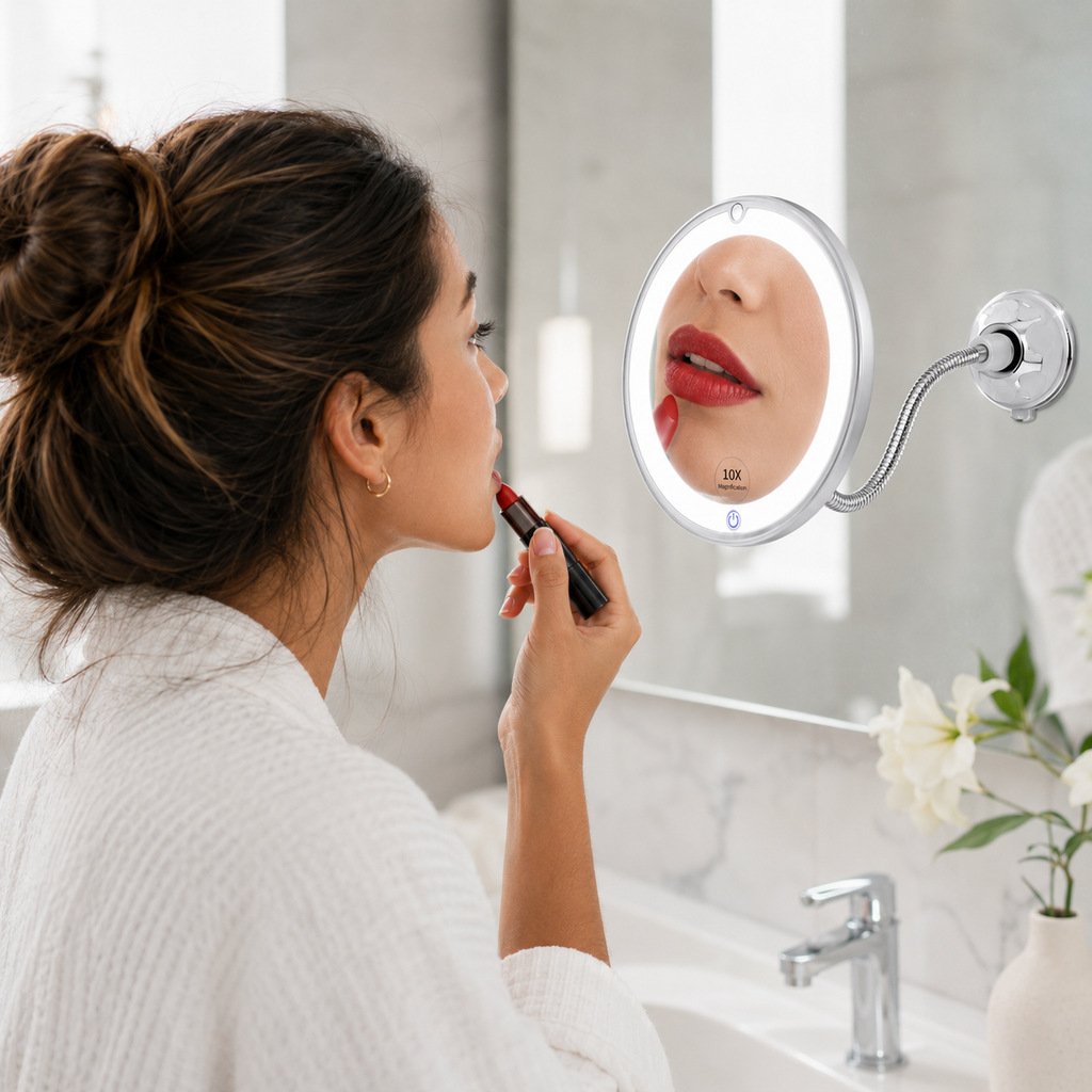 Magnifying Mirror with Light – LED Makeup Mirror with Suction Cup
