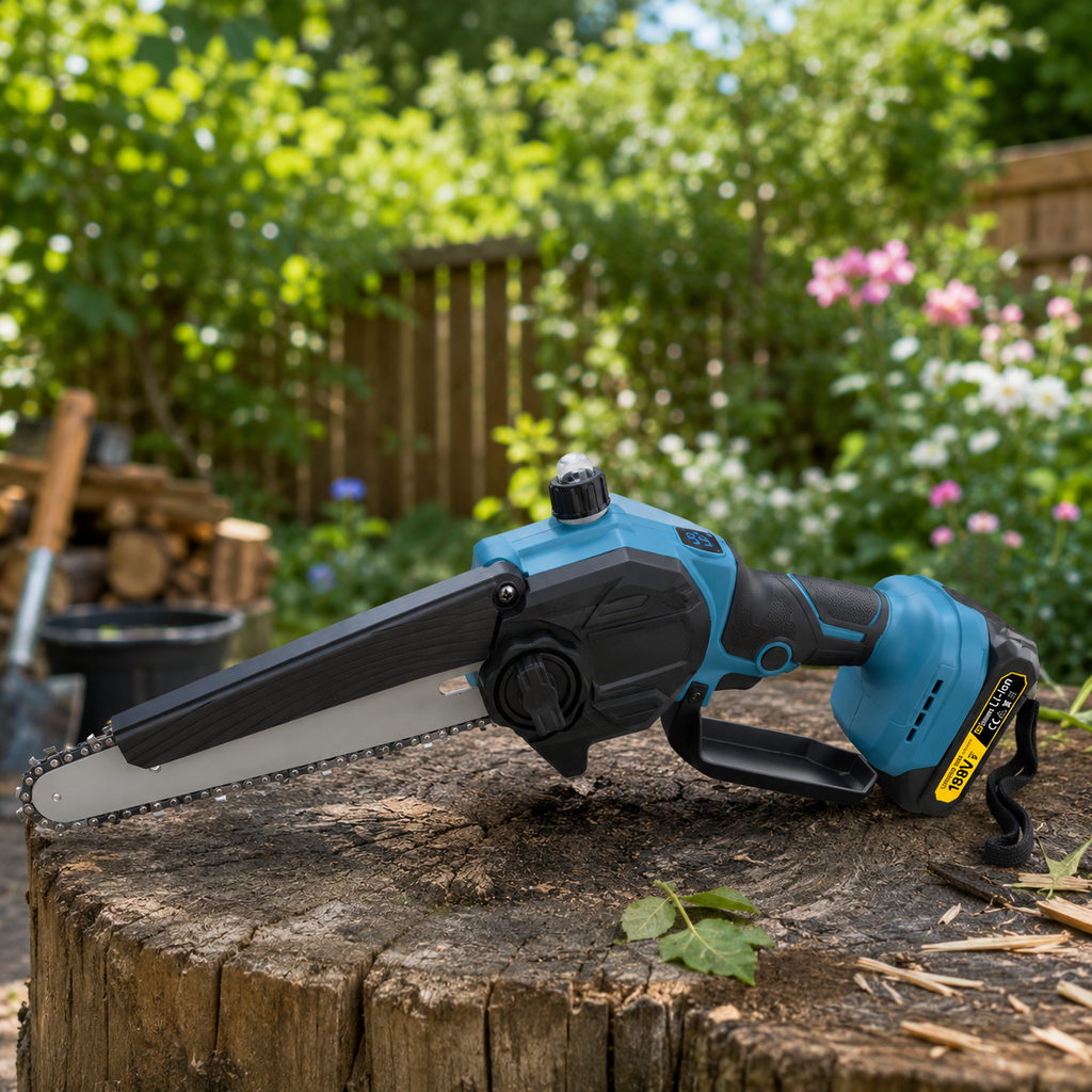 Mini Chainsaw Cordless 8 Inch – Brushless Electric One-Hand Saw