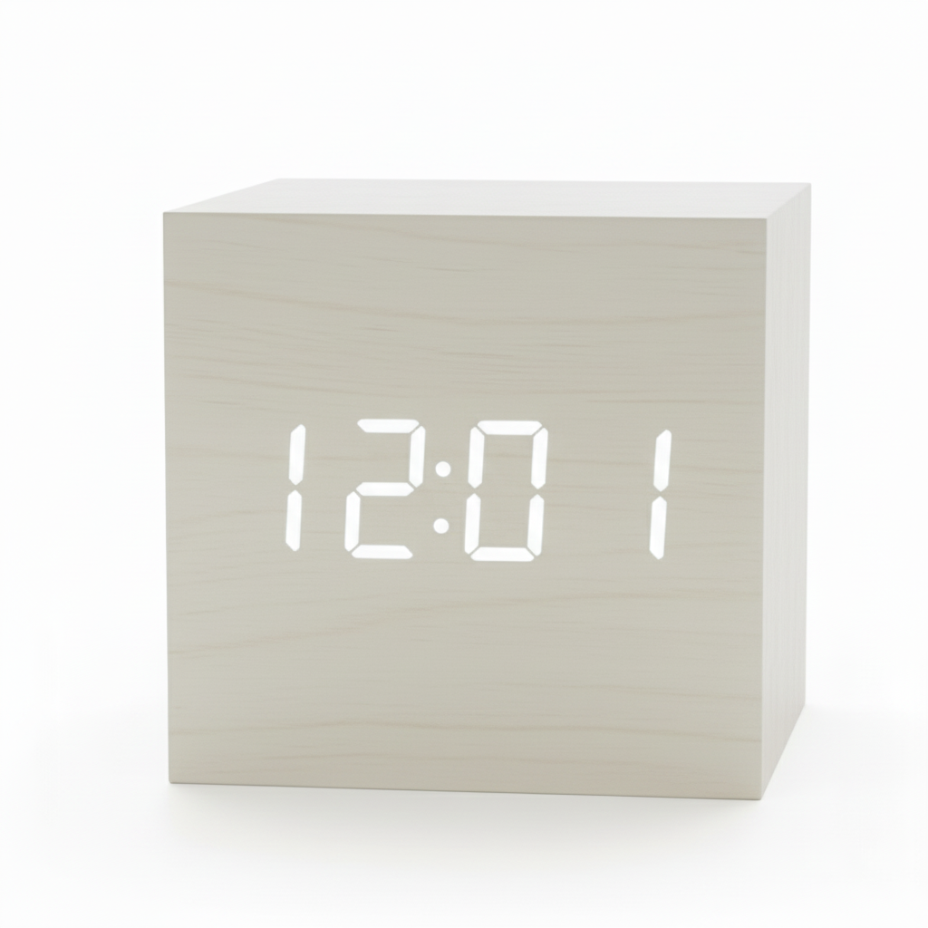 Light Beige Wood LED Clock Extra Zoom