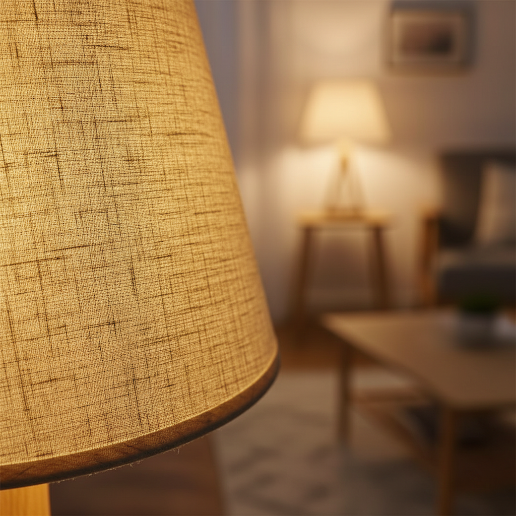 Linen Table Lamp – linen shade texture detail – Homi Goods