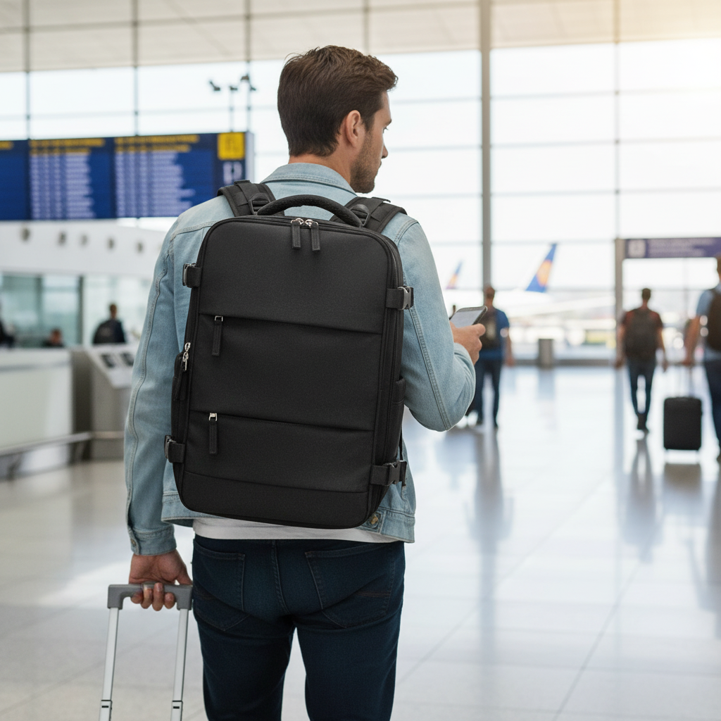 Waterproof Expandable Travel Backpack – Carry-On Laptop Bag for Business & Minimalist Travel