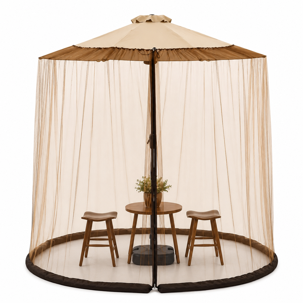 Patio Umbrella Mosquito Net – Outdoor Screen with Double Zipper