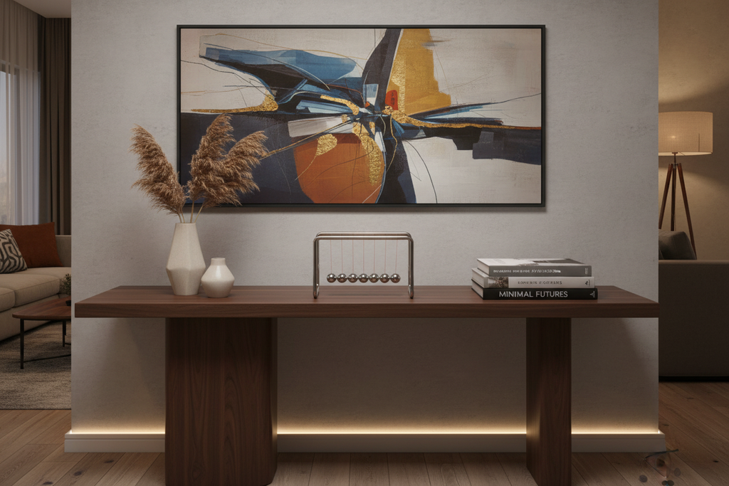 Newton's Cradle on console table