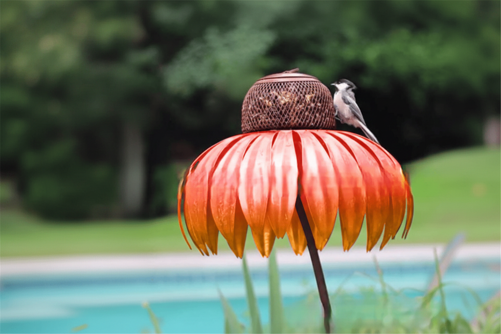 Metal Bird Feeder for Garden – Decorative Flower Stake | 3 Colours