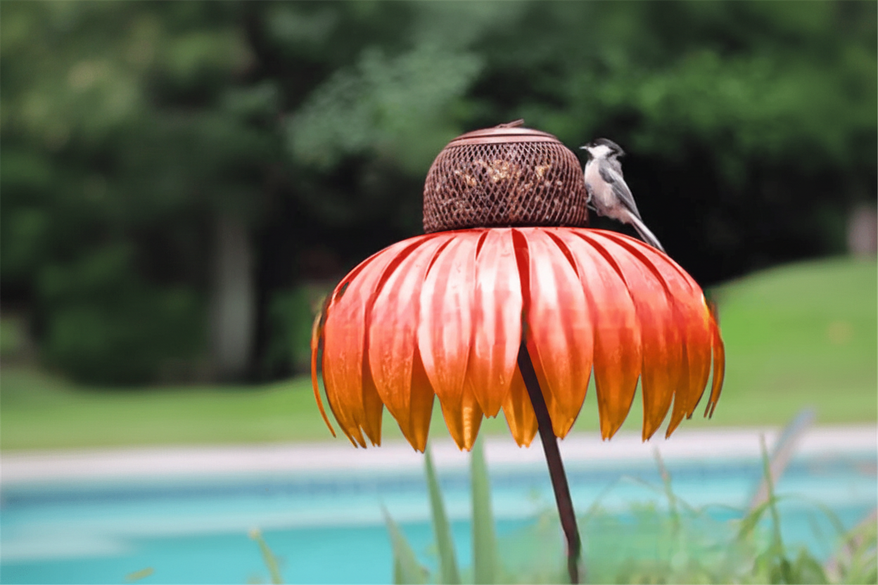 Metal Bird Feeder for Garden – Decorative Flower Stake | 3 Colours