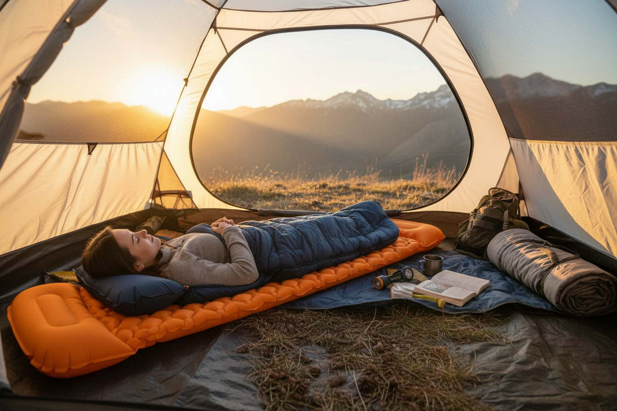 Orange Sleeping Pad Lifestyle - Correct Pillow