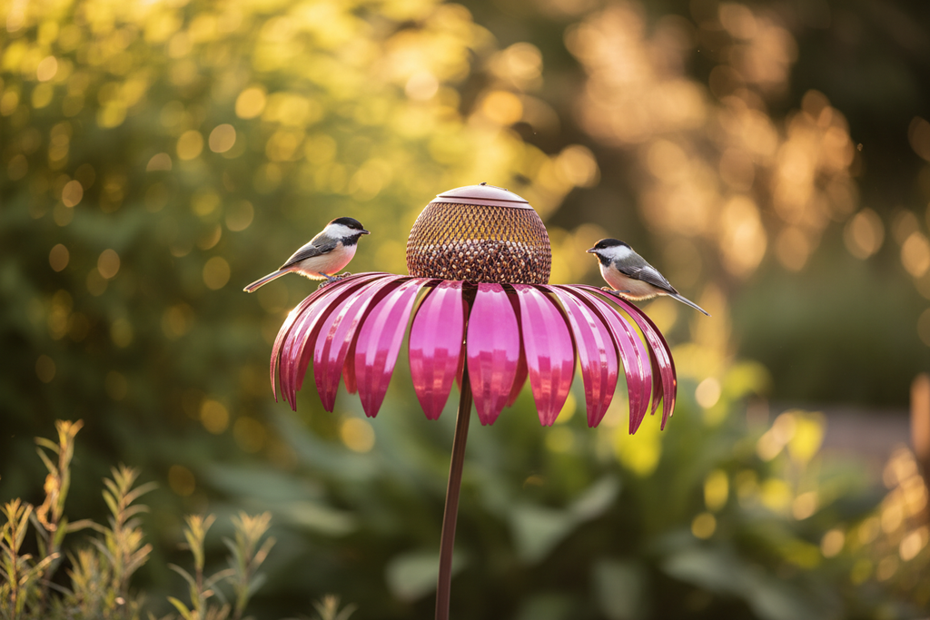 Metal Bird Feeder for Garden – Decorative Flower Stake | 3 Colours