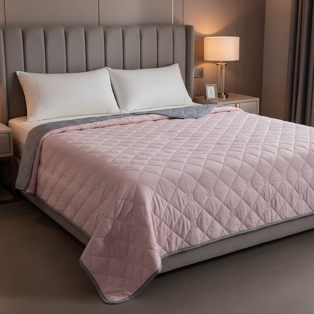 Pink blanket on luxury bed