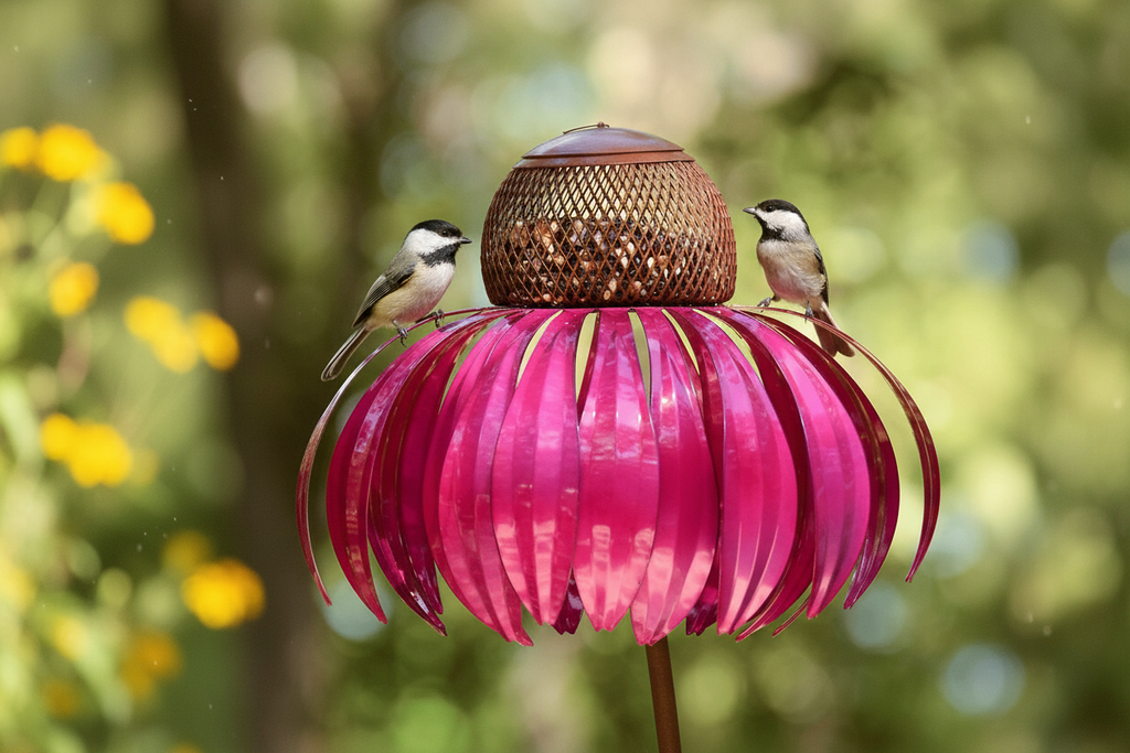 Metal Bird Feeder for Garden – Decorative Flower Stake | 3 Colours