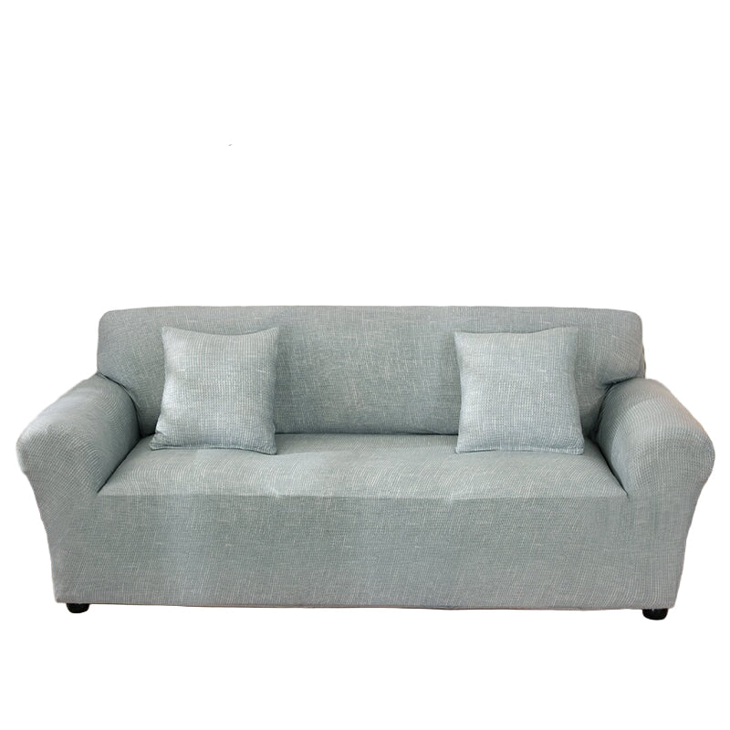 Stretch Sofa Slipcover in Pistachio — Textured Jacquard, Elastic Hem & Foam Tucks, Washable