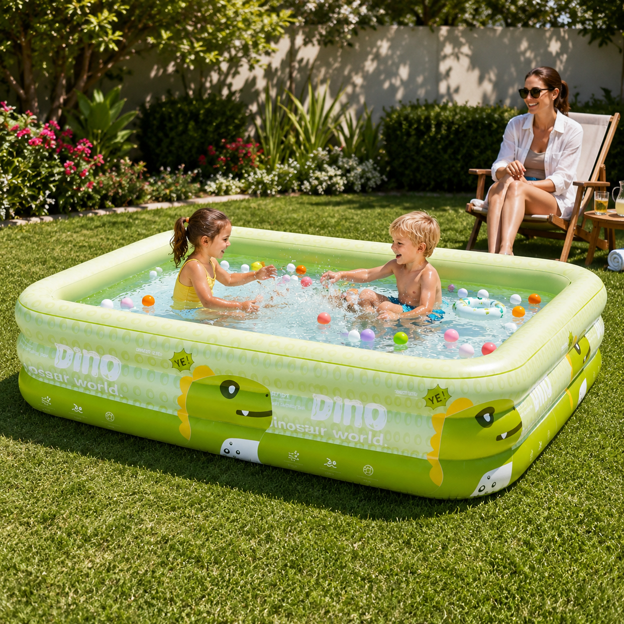 Inflatable Pool – Kids Paddling Pool with Dinosaur Design | 2 Sizes