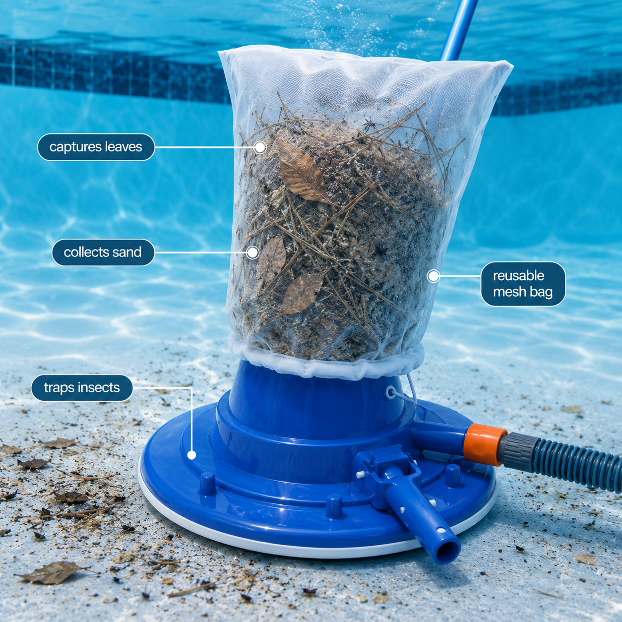 Pool Vacuum Cleaner – Chemical-Free Suction Head for In-Ground & Above-Ground Pools