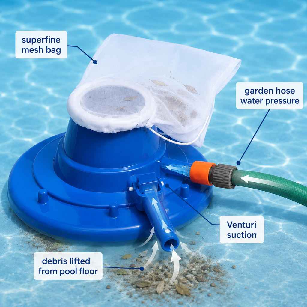 Pool Vacuum Cleaner – Chemical-Free Suction Head for In-Ground & Above-Ground Pools