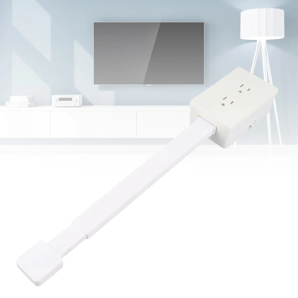 Extendable Outlet Extender (22–34″) — Flat Plug, 2×AC + USB-A/USB-C, 180° Rotating Base