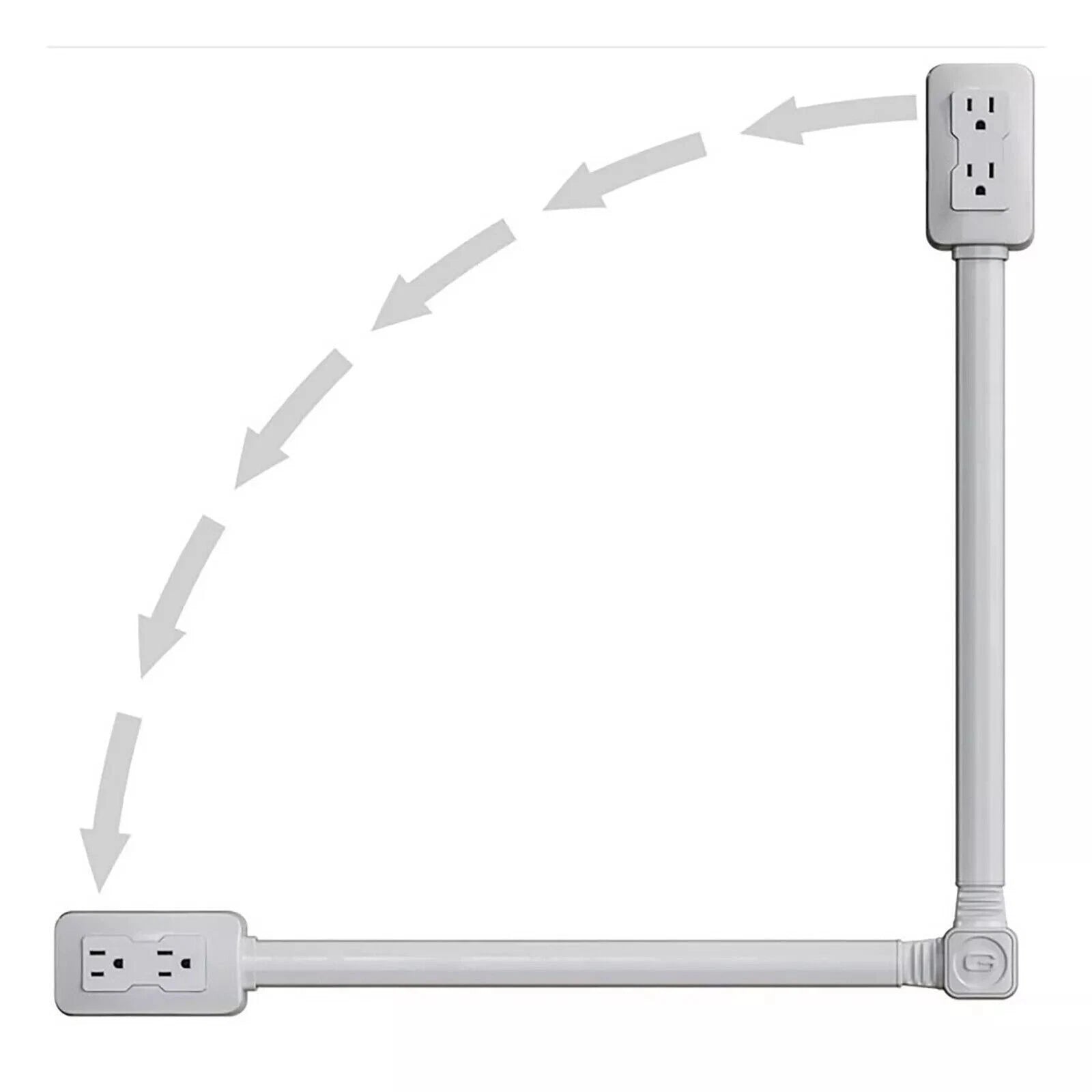 Extendable Outlet Extender (22–34″) — Flat Plug, 2×AC + USB-A/USB-C, 180° Rotating Base