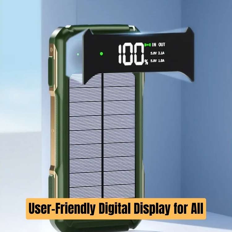 Solar Power Bank 10000mAh – Portable Charger with Flashlight & Compass