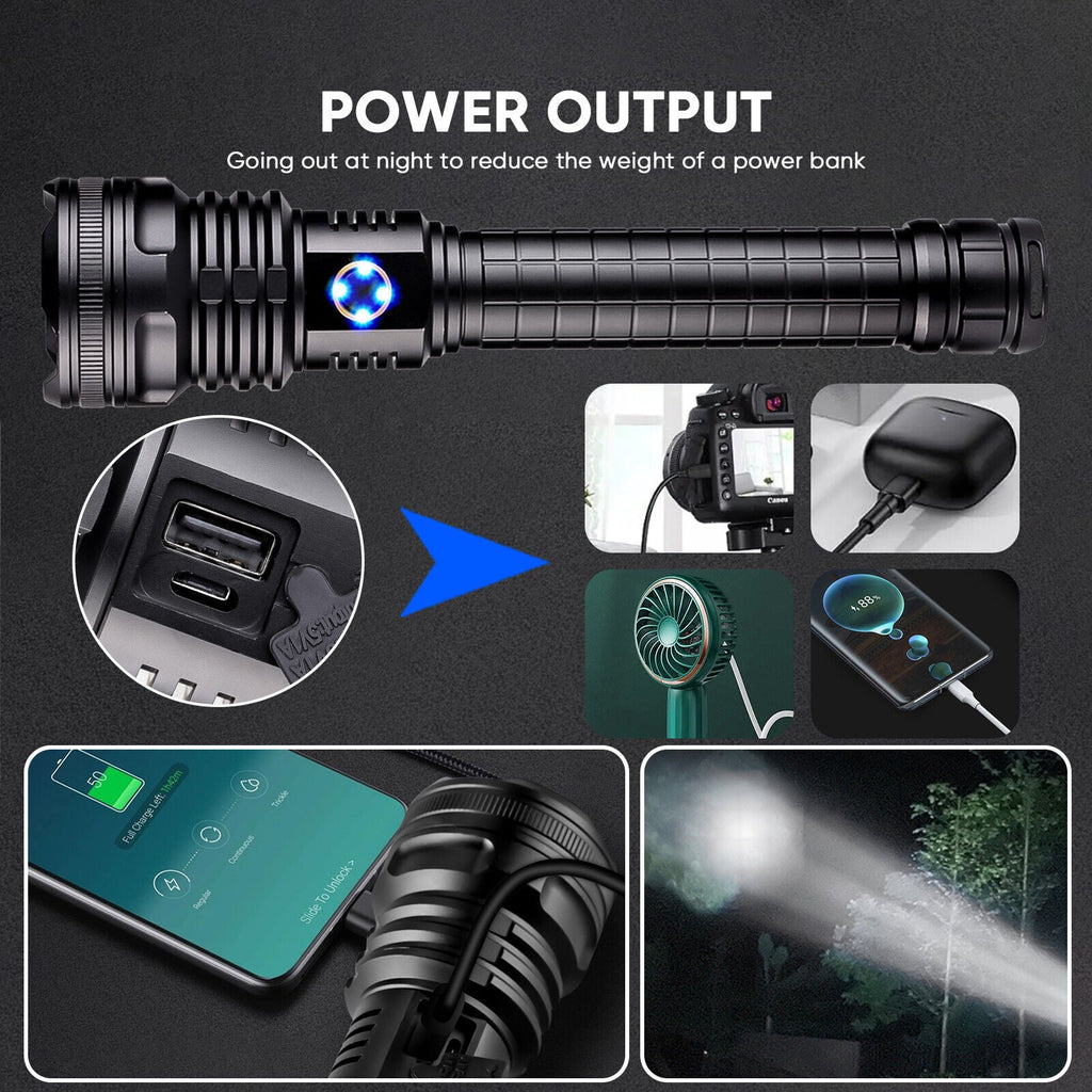Rechargeable Flashlight – XHP70.2 Tactical Zoom LED Torch